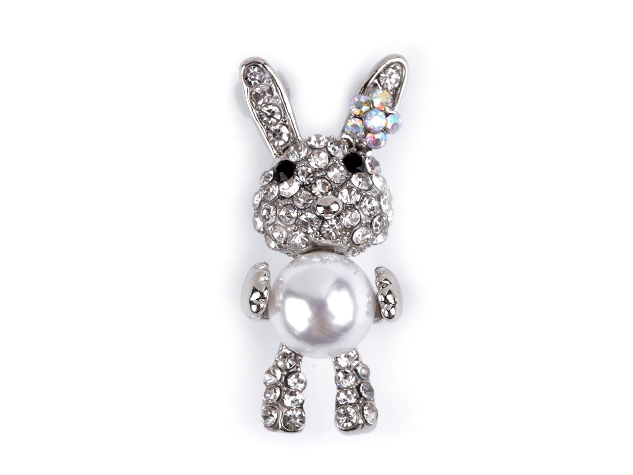 Brošňa mini s brúsenými kamienkami a perlou zajačik