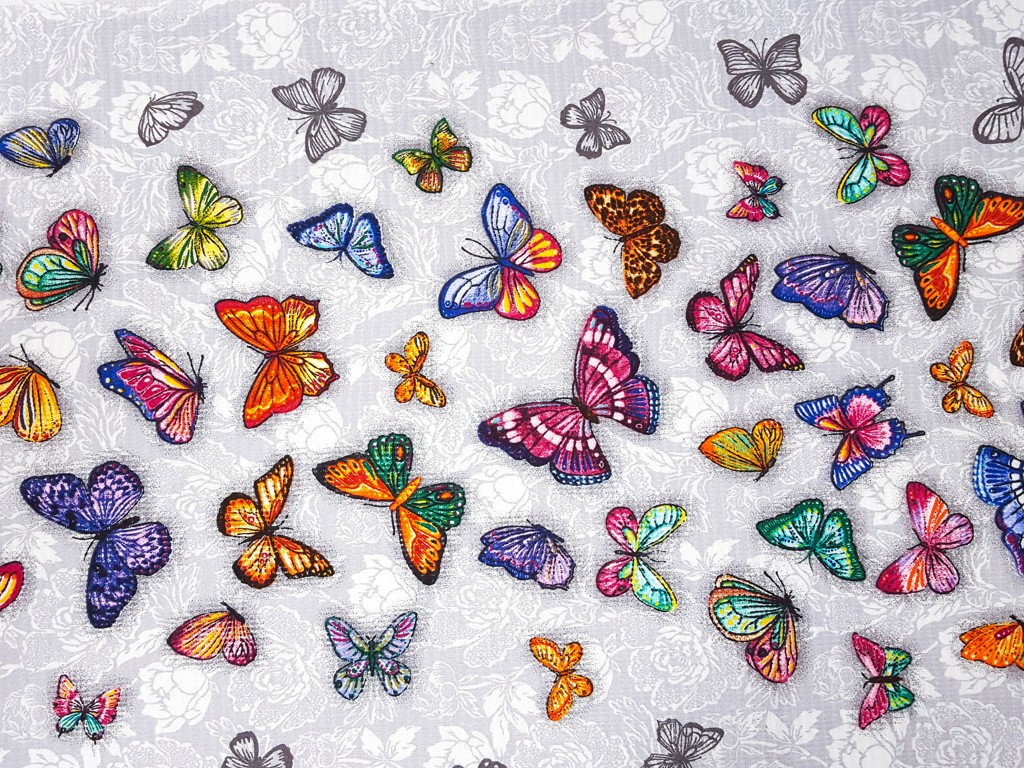 Bavlnené vaflové piké pestré motýle 50 cm