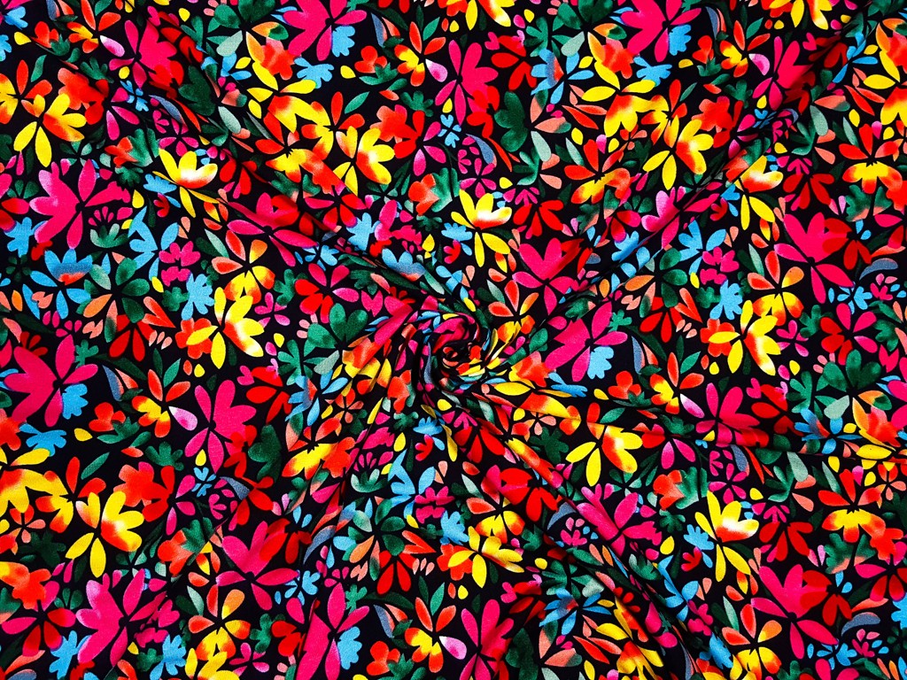 Textillux.sk - produkt Viskózový úplet neonové kvety 145 cm