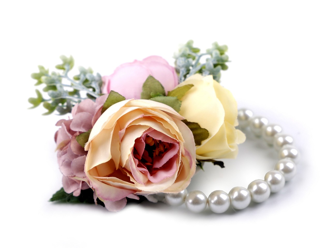 Textillux.sk - produkt Perlový náramok svadobný pre družičky s kvetmi