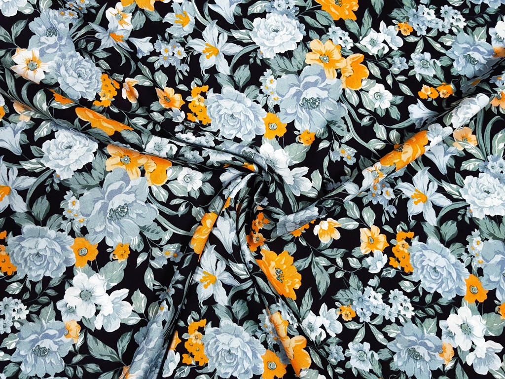 Textillux.sk - produkt Viskózová šatovka modré kvety 140 cm