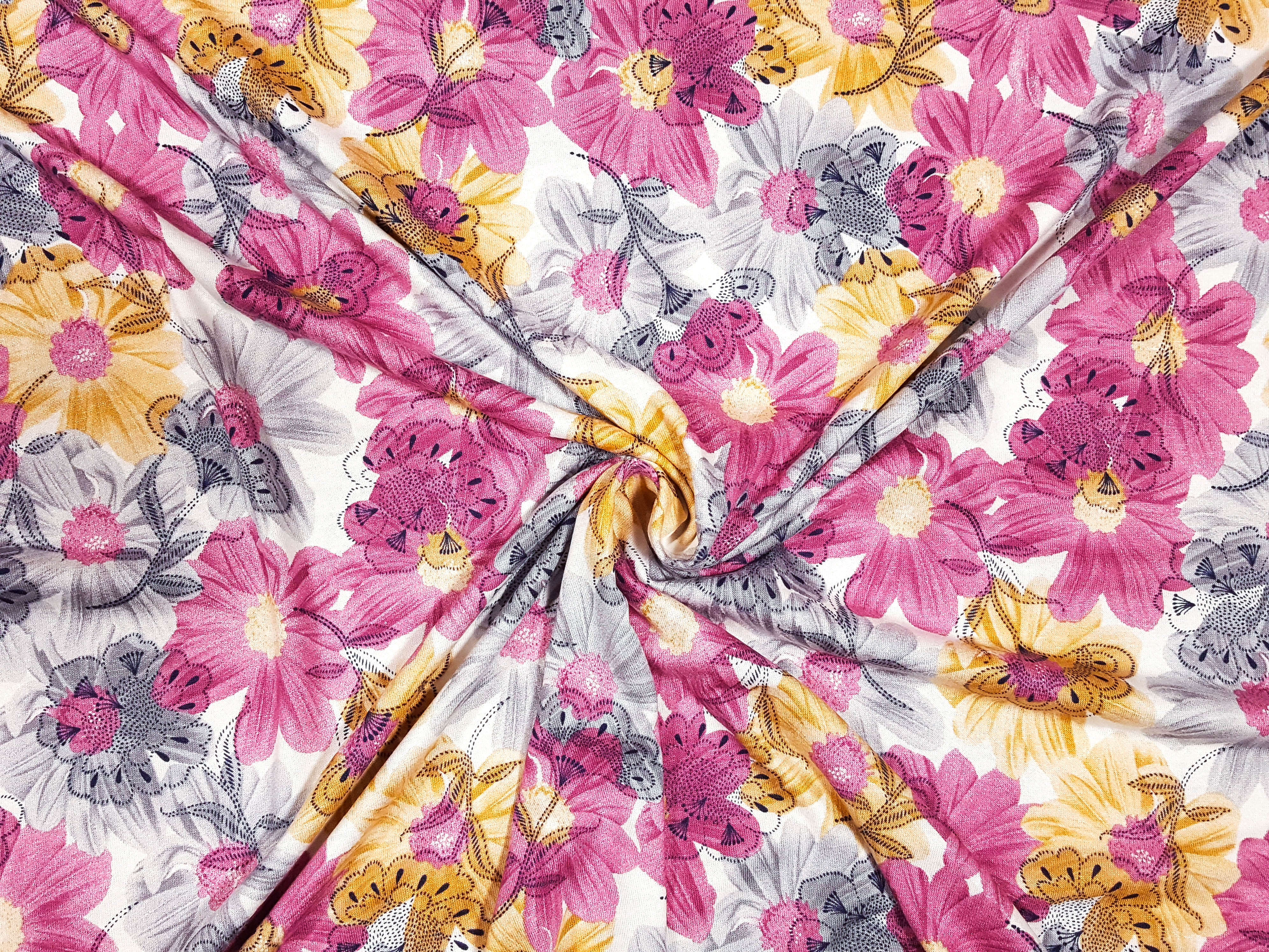 Textillux.sk - produkt Viskózový úplet kvetinová lúka s bodkami 145 cm