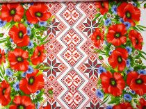Textillux.sk - produkt Bavlnená látka na chalupe s veľkým  kvetom maku NOVÝ VZOR 150 cm