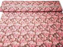 Textillux.sk - produkt Bavlnená látka-popelín ružová kytička kvetov  - digitálna tlač 140 cm