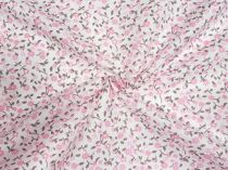 Bavlnená látka ružovo-šedá kvetinka 140 cm