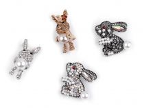 Textillux.sk - produkt Brošňa mini s brúsenými kamienkami a perlou zajačik
