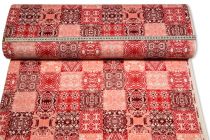 Textillux.sk - produkt Dekoračná látka červeno-ružový ornament v kocke 140 cm