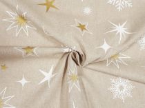 Dekoračná vianočná látka biela hviezda so zlatom 140cm
