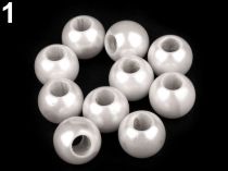 Plastové koráliky s veľkým prievlakom perleť 11x15 mm