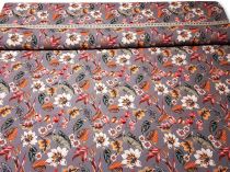Textillux.sk - produkt Polyesterová šatovka marhuľový kvet na šedom 145 cm