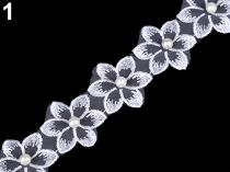 Prámik kvet s perlou na monofile šírka 35 mm