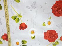 Textillux.sk - produkt Okrúhle PVC obrusy do interiéru a záhrady priemer 140 cm - 54 ruže s bielym kvietkom