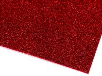 Textillux.sk - produkt Samolepiaca penová guma Moosgummi s glitrami, sada 10 ks 20x30 cm - 3 červená