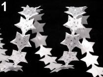 Saténový prámik šírka 14 mm hviezda s glitrami