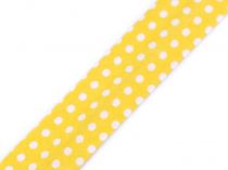 Textillux.sk - produkt Šikmý prúžok bavlnený bodka, káro, hviezdy šírka 20 mm zažehlený - 380798/10 žltá bodky