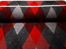 Textillux.sk - produkt Úplet teplý šedo-červené kosoštvorce 150 cm