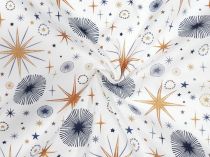 Textillux.sk - produkt Vianočná bavlnená látka modré a medené hviezdy 145 cm