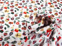 Textillux.sk - produkt Vianočná bavlnená látka ozdoby s vetvičkami 145 cm