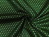 Textillux.sk - produkt Vianočná bavlnená látka trblietavá mini hviezdička 145 cm - 4- zlatá hviezdička, zelená