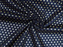 Textillux.sk - produkt Vianočná bavlnená látka trblietavá mini hviezdička 145 cm - 5- zlatá hviezdička, tmavomodrá