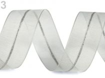Textillux.sk - produkt Vianočná monofilová sťahovacia stuha šírka 26 mm s lurexom - 3 šedá svetlá