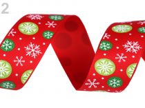 Textillux.sk - produkt Vianočná rypsová stuha šírka 25 mm - 2 červená vločka