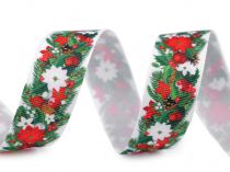 Textillux.sk - produkt Vianočná rypsová stuha šírka 25 mm - 2 zelená malachitová vianočná hviezda
