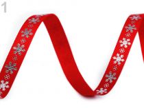 Vianočná rypsová stuha vločky šírka 10 mm
