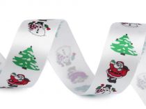 Textillux.sk - produkt Vianočná saténová stuha Santa, snehuliak, stromček šírka 26 mm 2. akosť