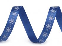 Textillux.sk - produkt Vianočná saténová stuha vločky šírka 10 mm - 3 modrá biela