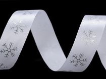 Textillux.sk - produkt Vianočná saténová stuha vločky šírka 20 mm