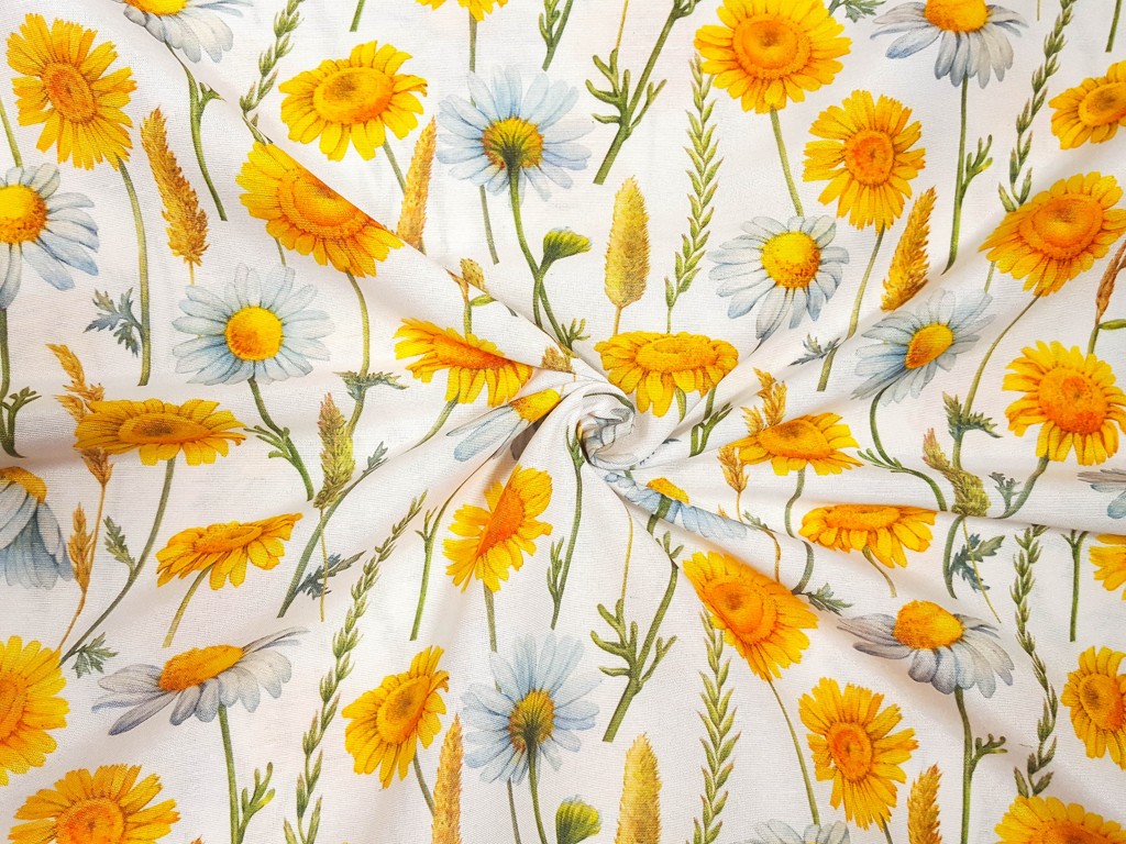 Textillux.sk - produkt Dekoračná látka žltá lúka plná kvetov 155 cm
