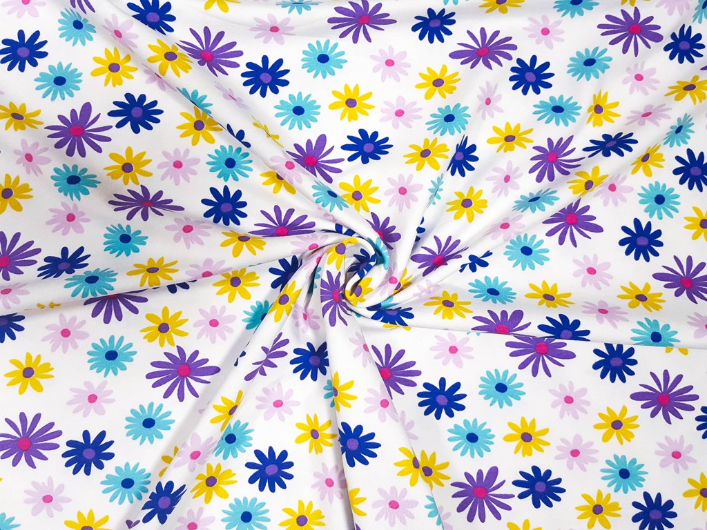 Textillux.sk - produkt Bavlnený úplet fialové kvety 150 cm